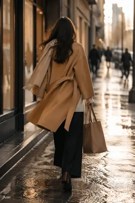 Elegant Camel Coat Street Style Editorial