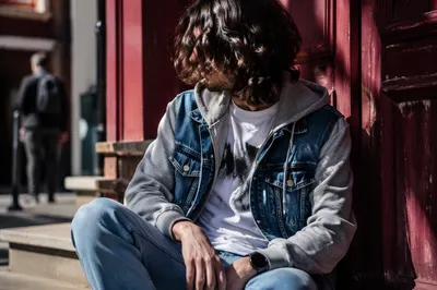 Urban Denim Layered Street Style Portrait