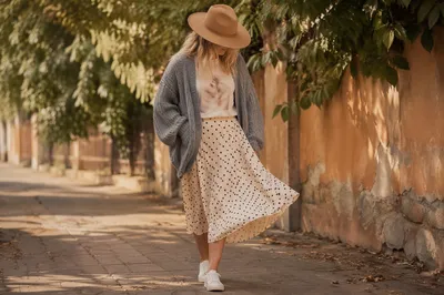 Modest Street Style Model in Knit Cardigan