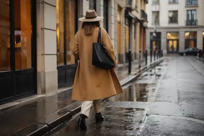 Camel Coat Street Style After Rain