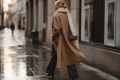 Elegant Street Style Model After Rain