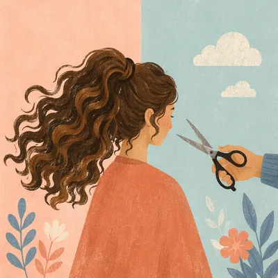 Pastel Salon Hair Styling with Scissors