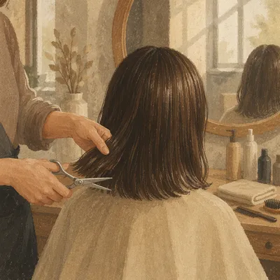 Minimalist Salon Hair Trim Detail