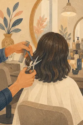 Elegant Salon Hair Styling with Scissors