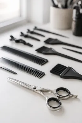 Professional Hair Styling Tools Flat Lay