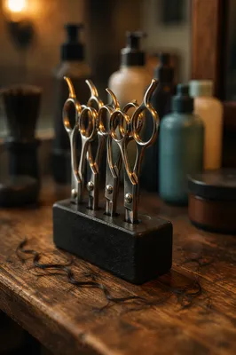 Polished Hair Styling Scissors on Salon Workstation