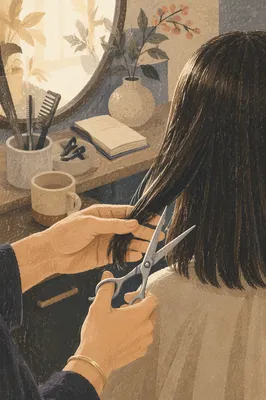 Elegant Salon Haircut with Silver Scissors
