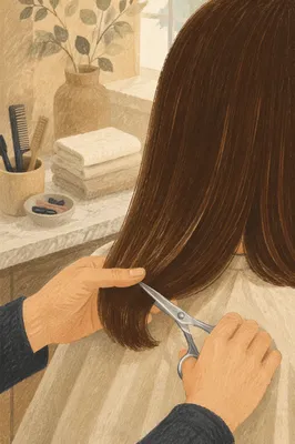 Elegant Salon Haircut with Silver Scissors