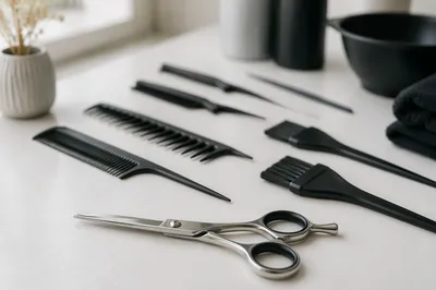 Professional Hair Styling Scissors Flat Lay