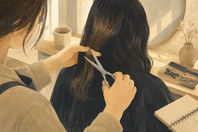 Elegant Salon Haircut with Silver Scissors
