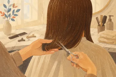 Elegant Hair Salon Scissors Styling Detail