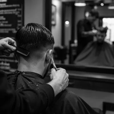 Monochrome Hair Salon Scissor Fade Styling