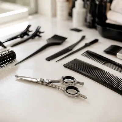Professional Hair Styling Tools Flat Lay