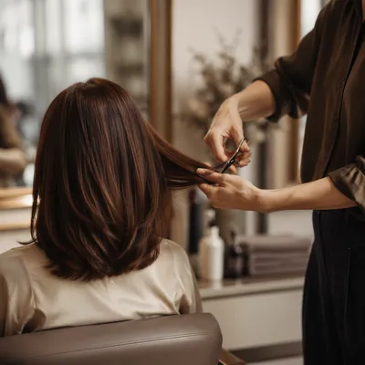 Elegant Salon Haircut with Styling Scissors