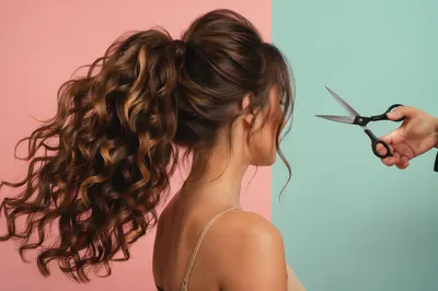 Editorial Salon Haircut with Glossy Brunette Curls
