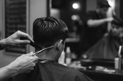 Monochrome Salon Haircut with Styling Scissors