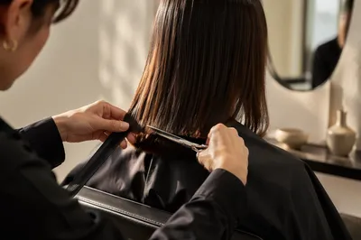 Elegant Hair Styling Scissors in Minimalist Salon