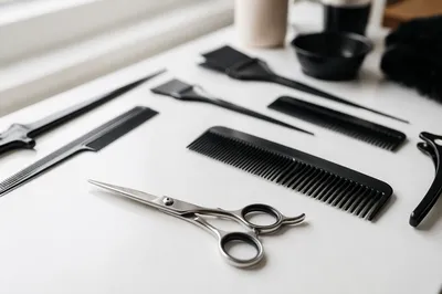 Professional Hair Styling Tools Flat Lay