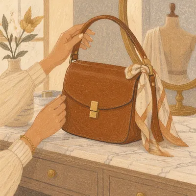 Elegant Leather Handbag Vanity Close-Up