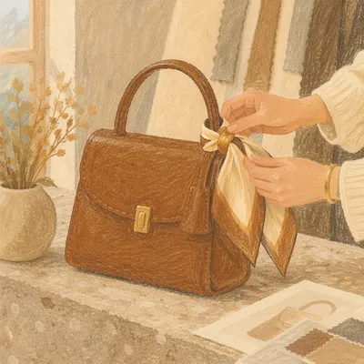Elegant Leather Handbag Close-Up in Studio