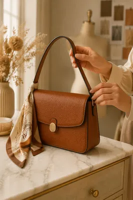 Elegant Leather Handbag Vanity Close-Up