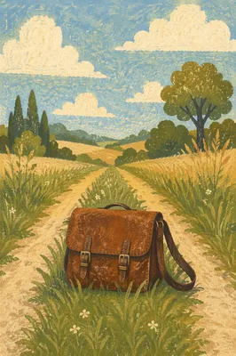 Brown Leather Handbag on Rural Path