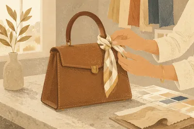 Elegant Leather Handbag Close-Up in Studio