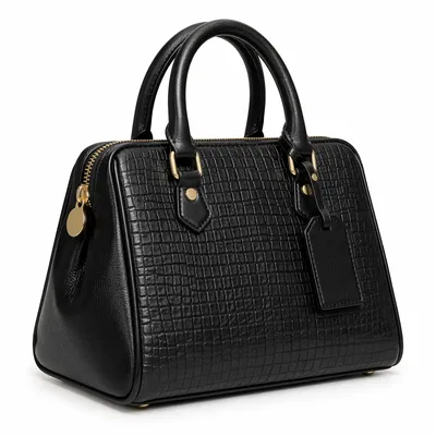 Luxury Black Leather Handbag Studio Product Shot