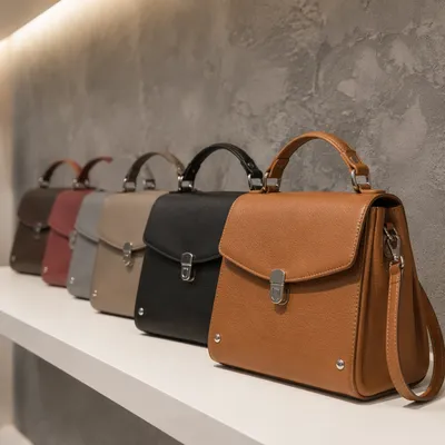 Luxury Leather Handbags Boutique Shelf Display