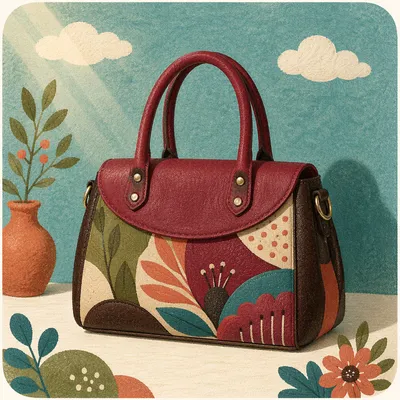 Luxury Folk Art Leather Handbag