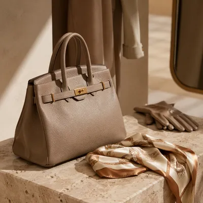 Luxury Leather Handbag in Boutique Dressing Room