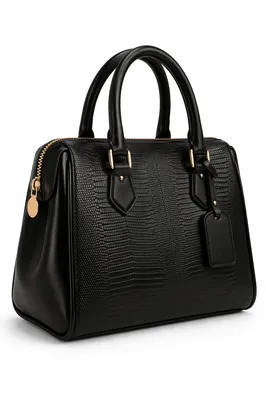 Luxury Black Leather Handbag with Gold Hardware