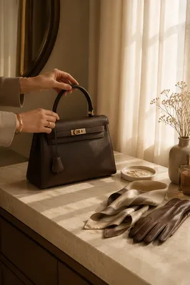 Elegant Brown Leather Handbag Still Life