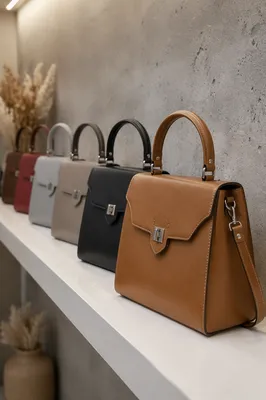 Luxury Leather Handbags on Boutique Shelf
