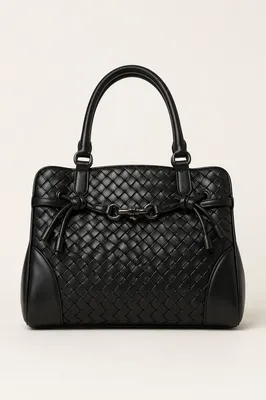 Elegant Black Woven Leather Handbag