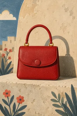 Luxury Red Pebbled Leather Handbag