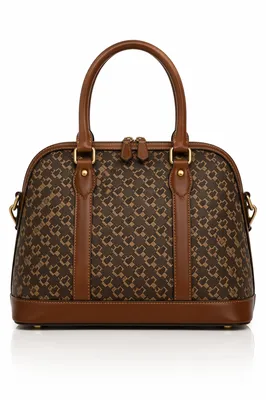 Elegant Geometric Leather Satchel Handbag
