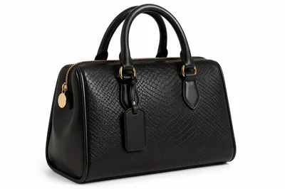 Luxury Black Leather Handbag with Gold Hardware