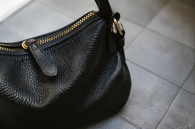Luxury Black Leather Handbag Close-Up
