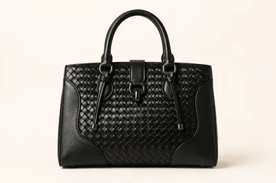 Luxury Black Woven Leather Handbag