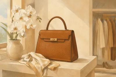 Luxury Leather Handbag in Boutique Dressing Room