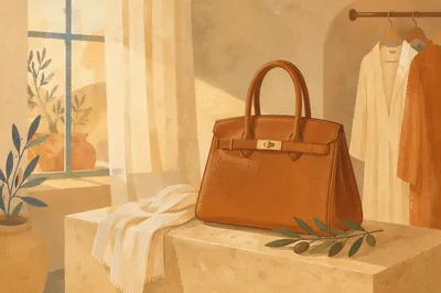 Caramel Leather Handbag in Warm Boutique Light