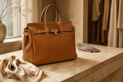 Luxury Leather Handbag in Boutique Morning Light