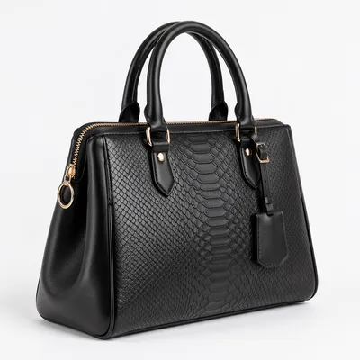 Luxury Black Leather Handbag with Gold Hardware