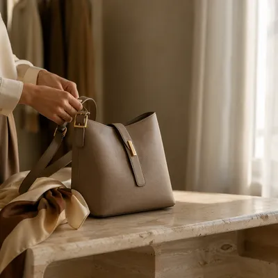 Luxury Leather Handbag in Boutique Light
