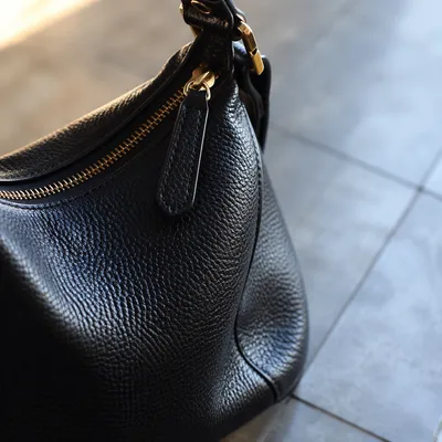 Luxury Black Leather Handbag Close-Up
