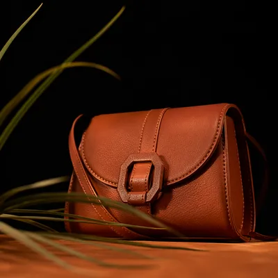 Luxury Caramel Leather Handbag Editorial Still Life
