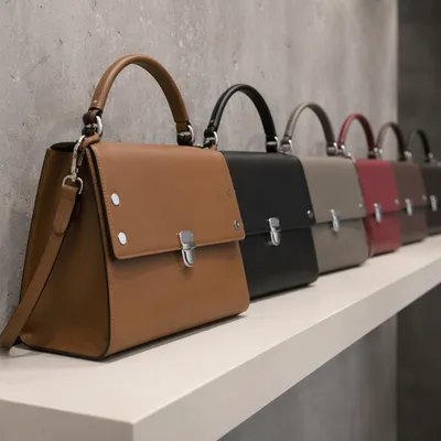 Luxury Leather Handbags on Boutique Shelf