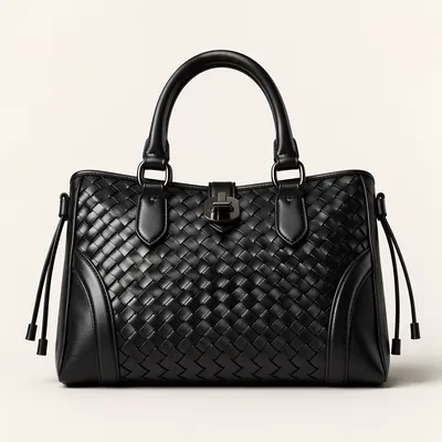 Elegant Black Woven Leather Handbag