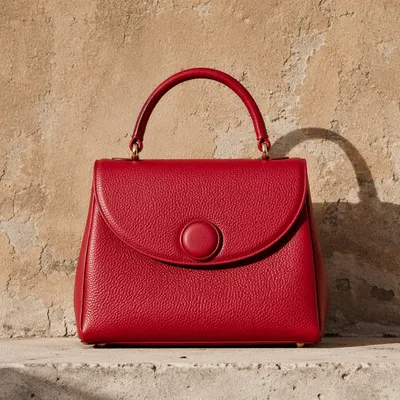Luxury Red Leather Handbag Editorial Product Shot